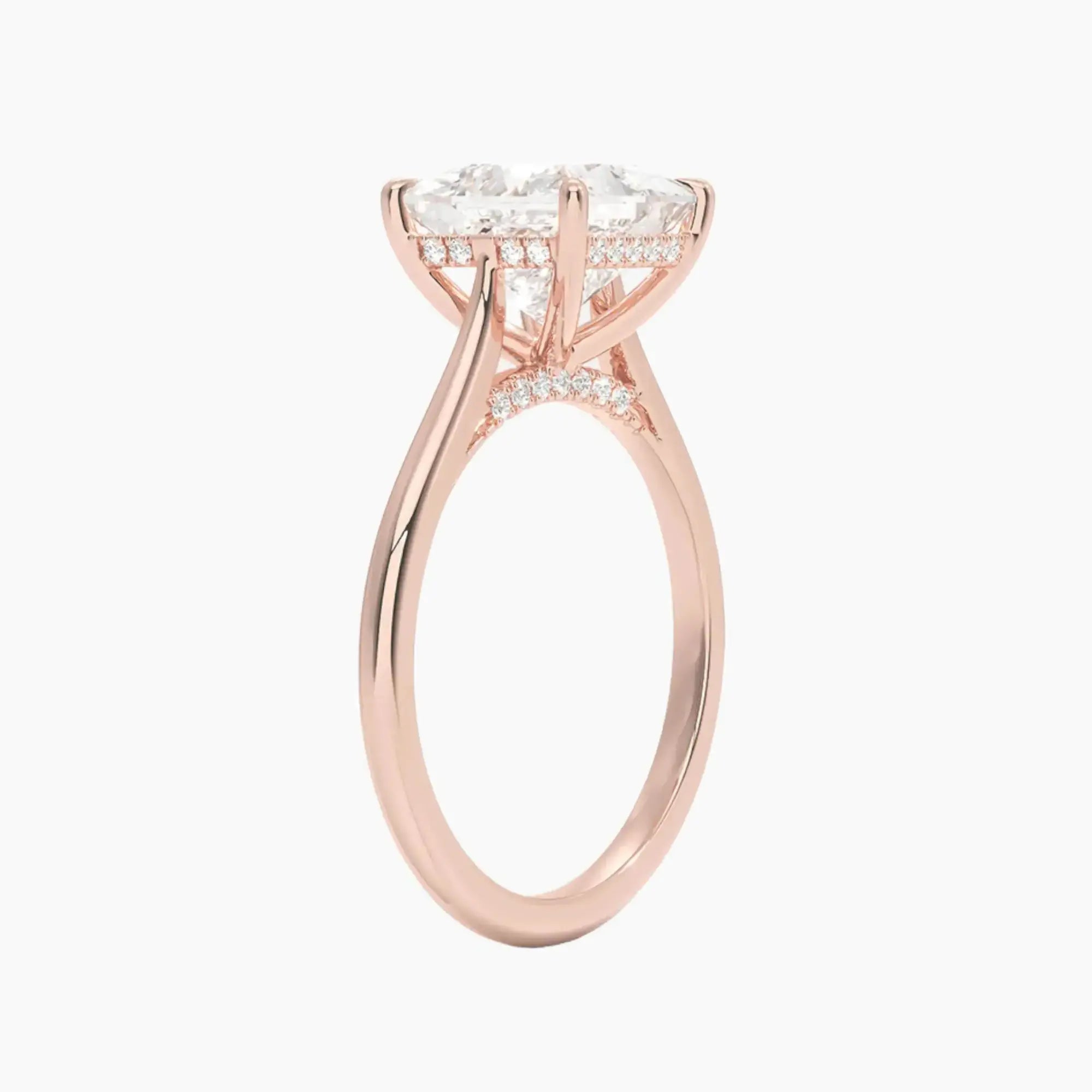 Hestia Princess Hidden Halo Diamond Ring Setting in 14K Yellow Gold