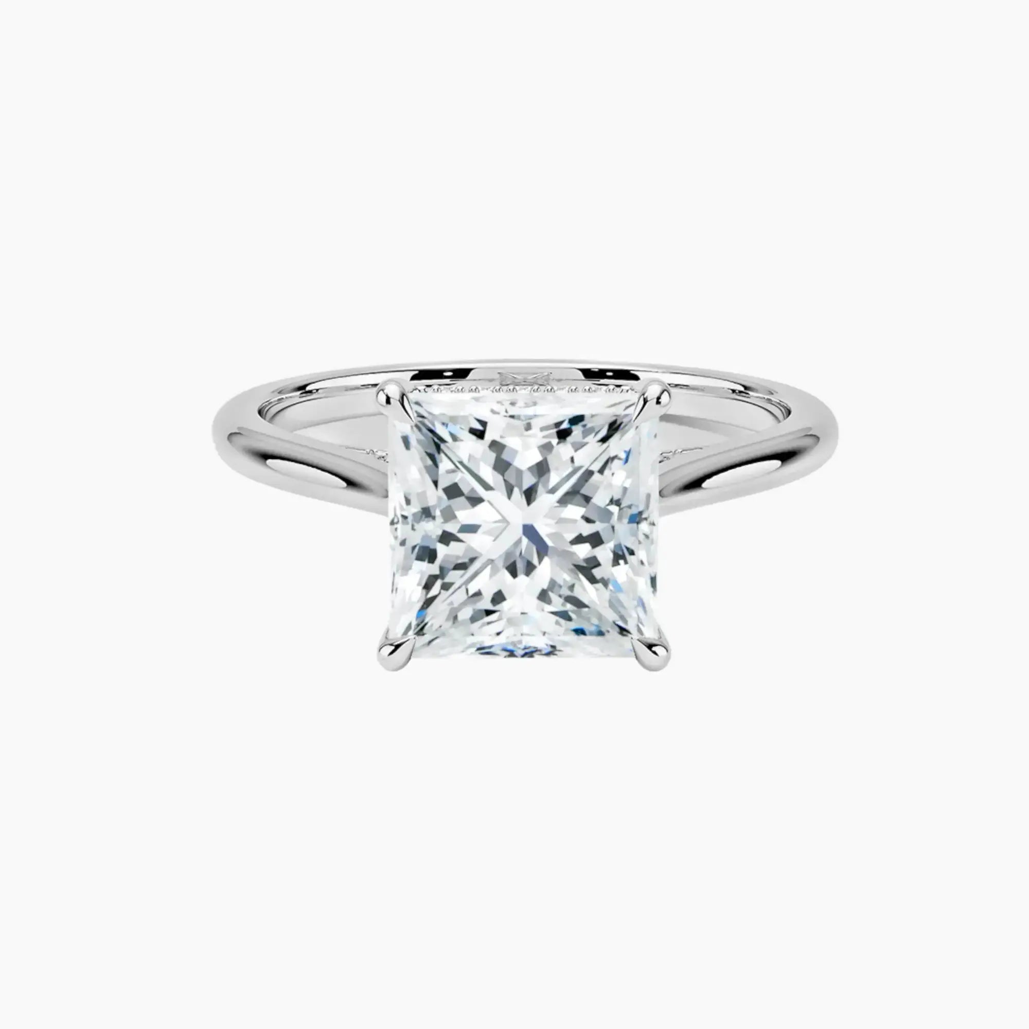 Hestia Princess Hidden Halo Diamond Ring Setting in 18K Rose Gold