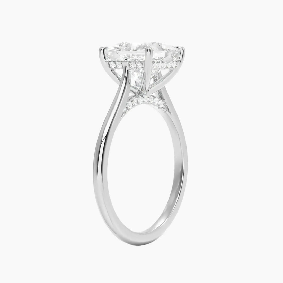 Hestia Princess Hidden Halo Diamond Ring Setting in 18K Yellow Gold