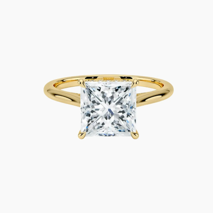Hestia Princess Hidden Halo 1 Carat Lab Grown Diamond Engagement Ring in 18K Yellow Gold