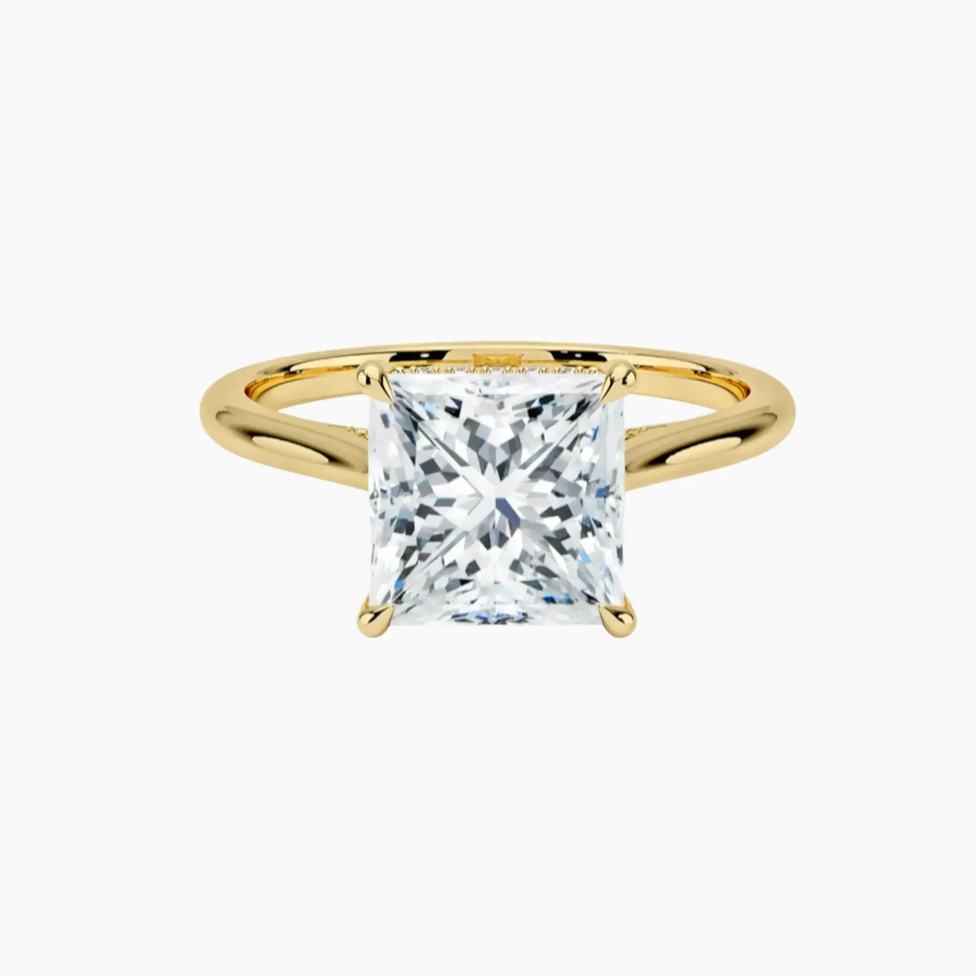 Hestia Princess Hidden Halo Diamond Ring Setting in 18K Rose Gold