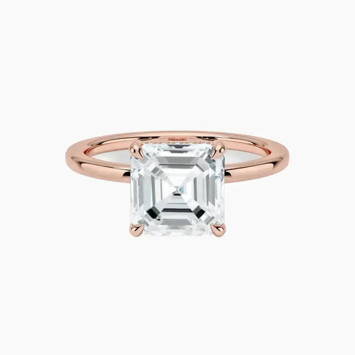Dahlia Asscher Hidden Halo 2.5 Carat Lab Grown Diamond Engagement Ring in 18K Rose Gold
