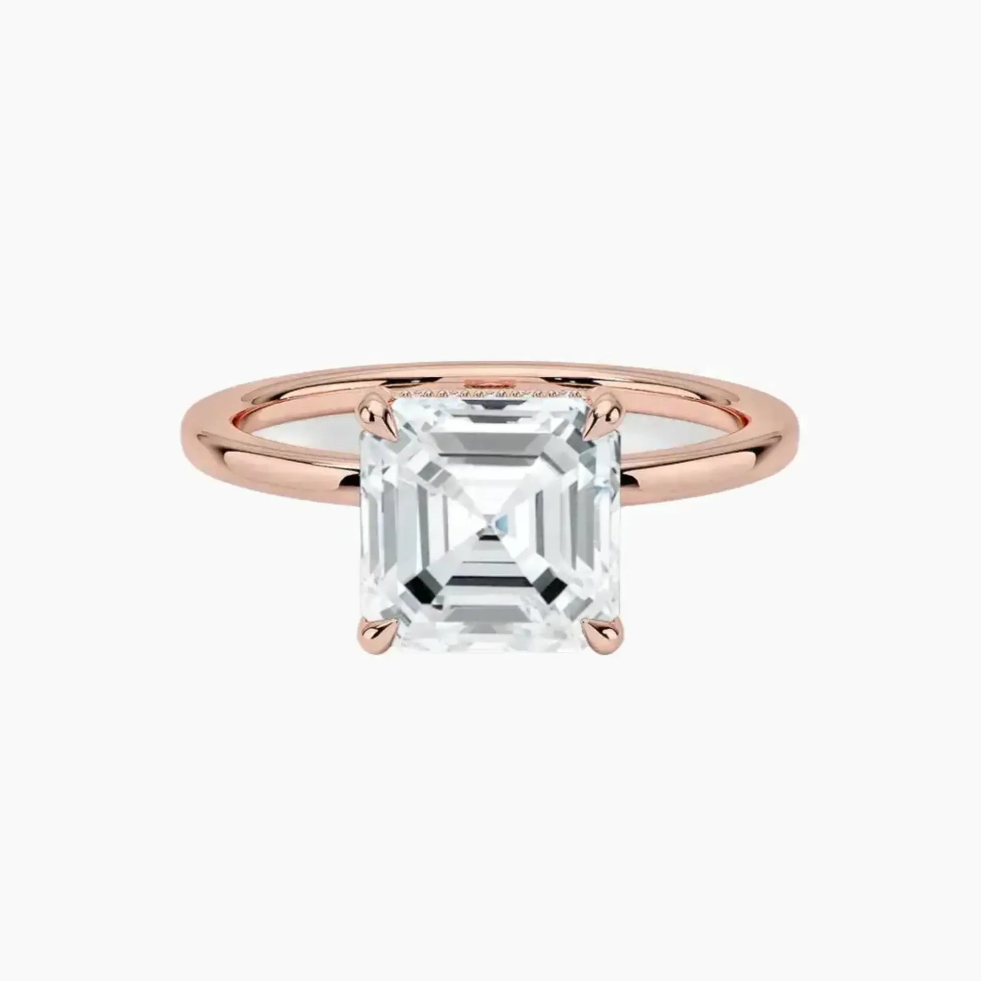 Dahlia Asscher Hidden Halo 2 Carat Lab Grown Diamond Engagement Ring in 14K White Gold