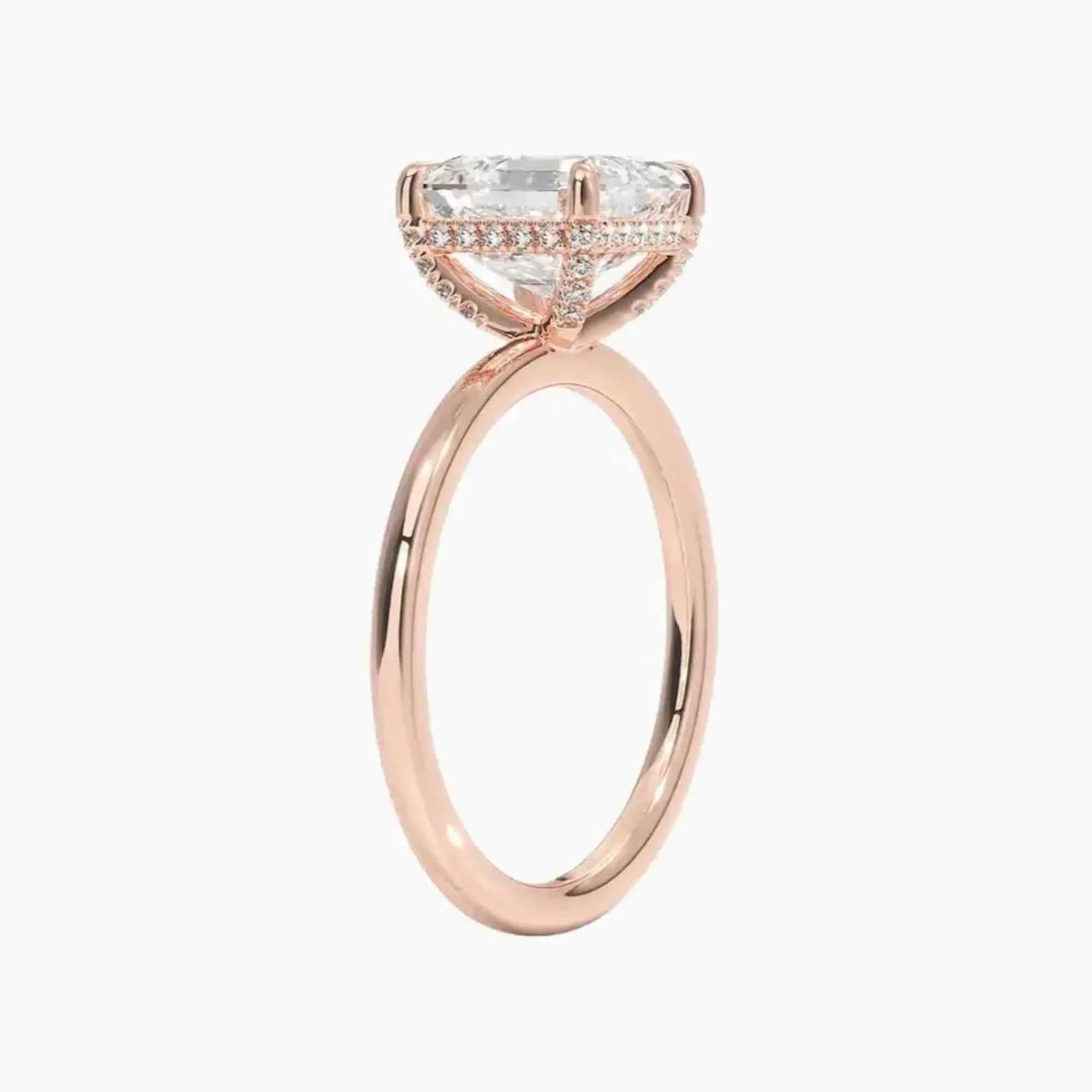Dahlia Asscher Hidden Halo 1 Carat Lab Grown Diamond Engagement Ring in 18K White Gold