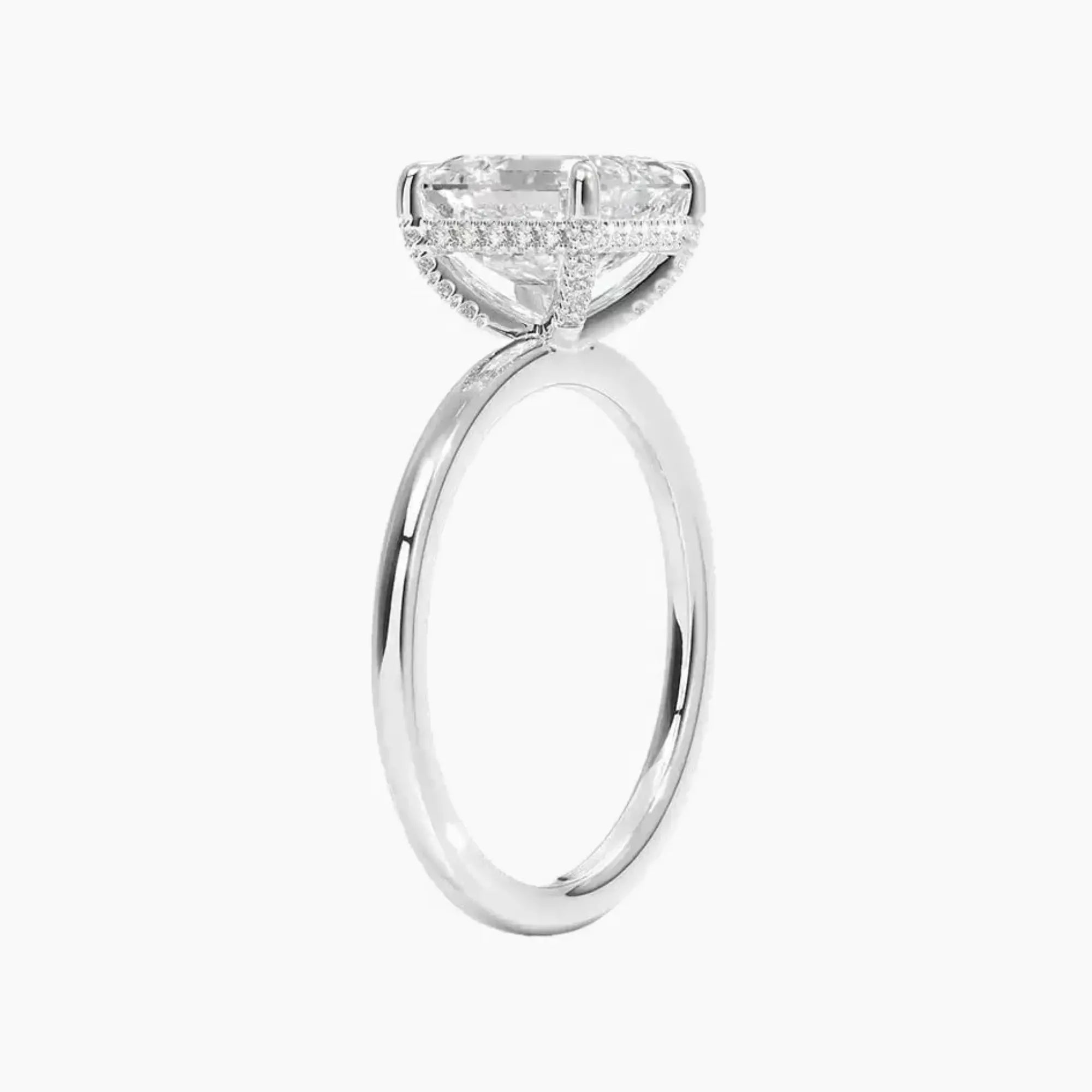 Dahlia Asscher Hidden Halo 2.5 Carat Lab Grown Diamond Engagement Ring in 18K White Gold