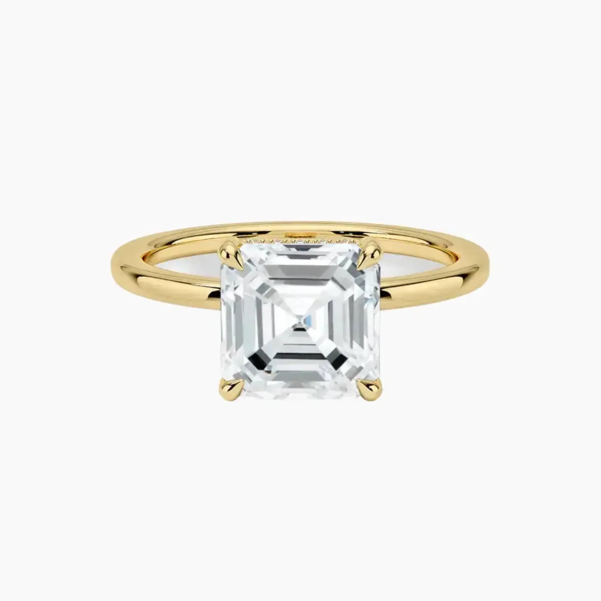Dahlia Asscher Hidden Halo 1.5 Carat Lab Grown Diamond Engagement Ring in 18K Rose Gold