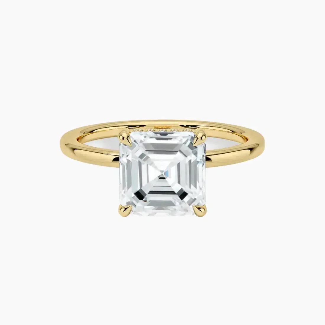 Dahlia Asscher Hidden Halo 1 Carat Lab Grown Diamond Engagement Ring in 18K White Gold