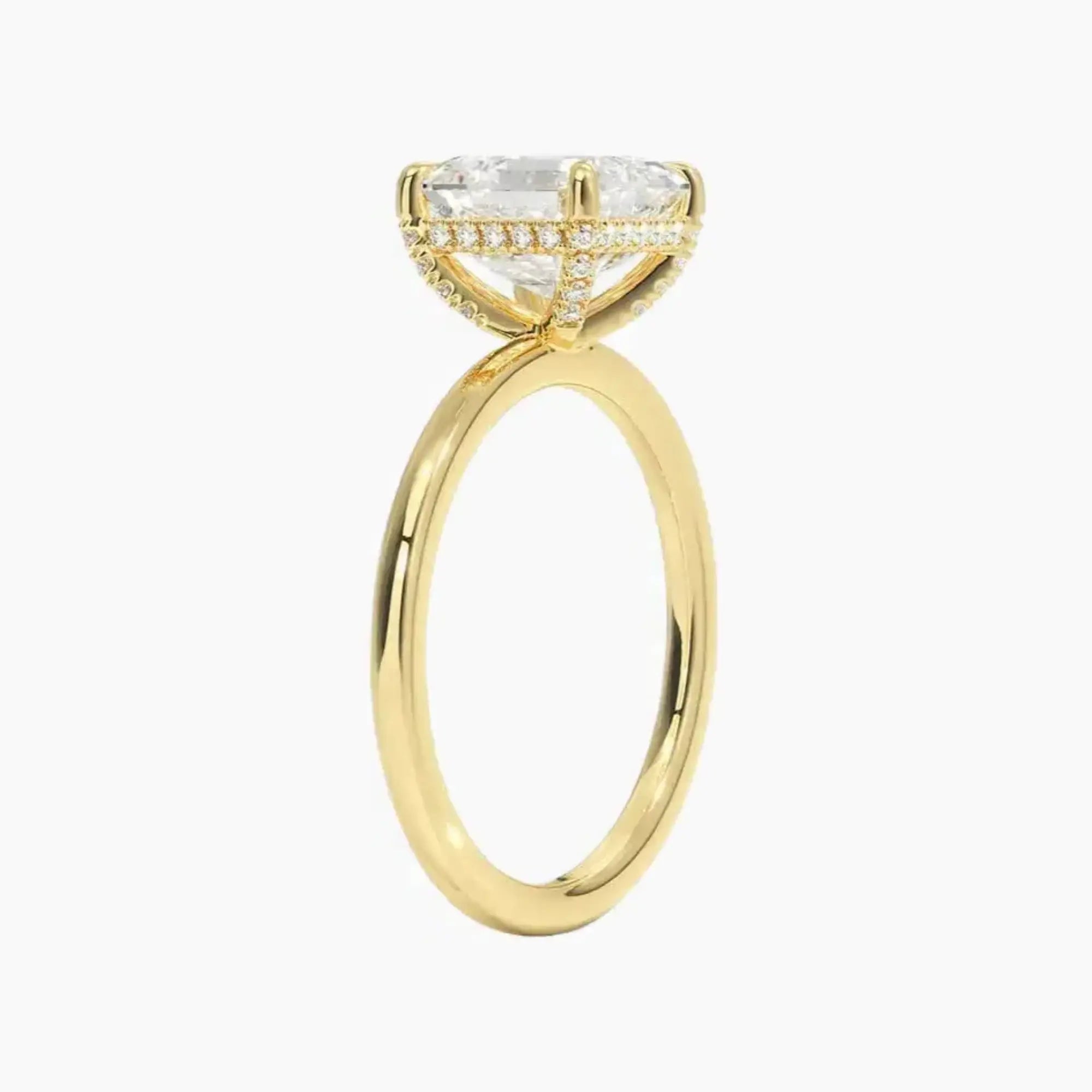 Dahlia Asscher Hidden Halo 2.5 Carat Lab Grown Diamond Engagement Ring in 14K Yellow Gold
