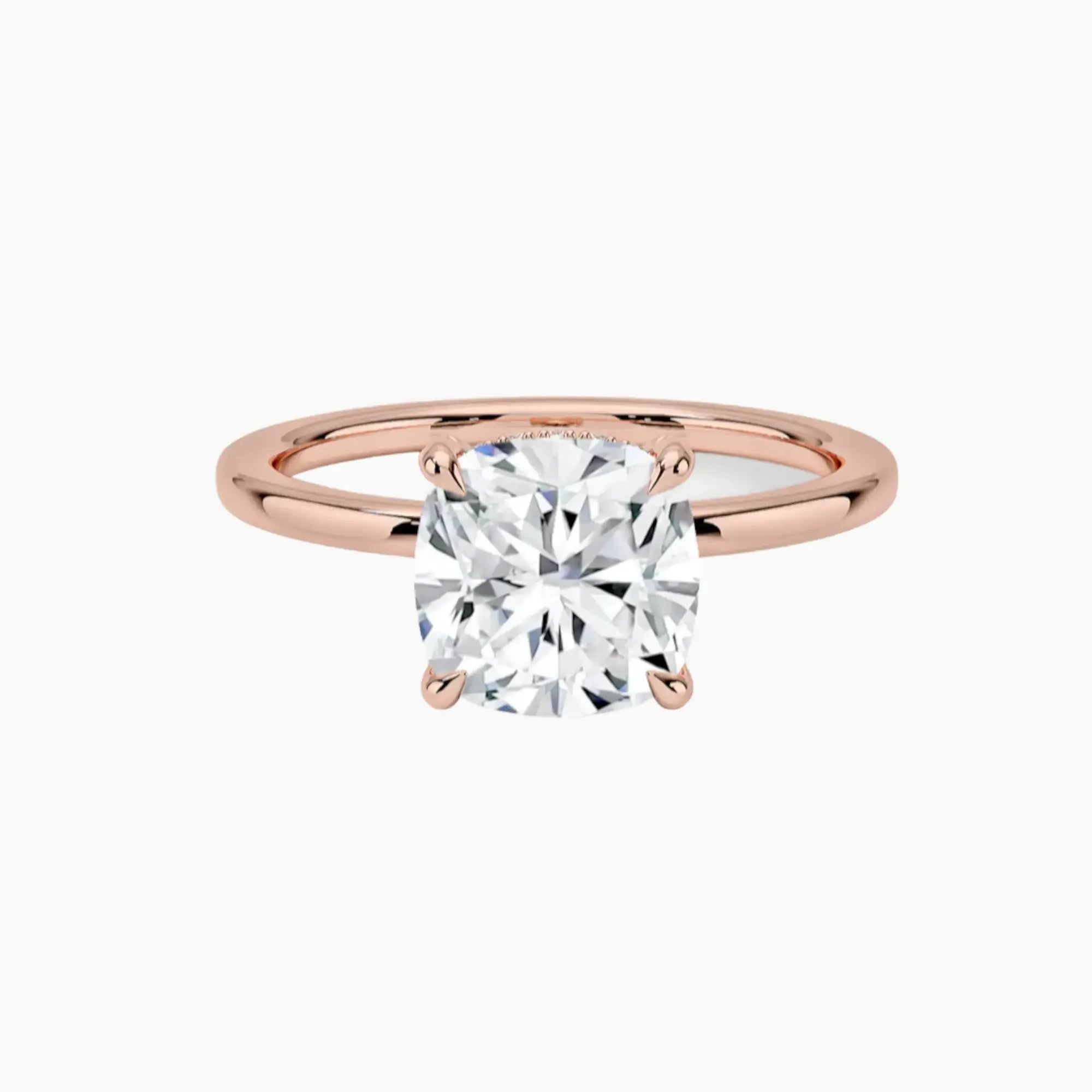 Dahlia Cushion Hidden Halo 1 Carat Lab Grown Diamond Engagement Ring in 18K White Gold