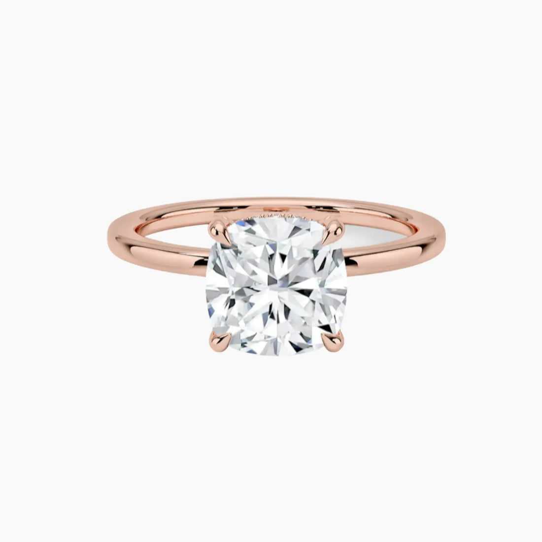 Dahlia Cushion Hidden Halo 2.5 Carat Lab Grown Diamond Engagement Ring in 18K Yellow Gold