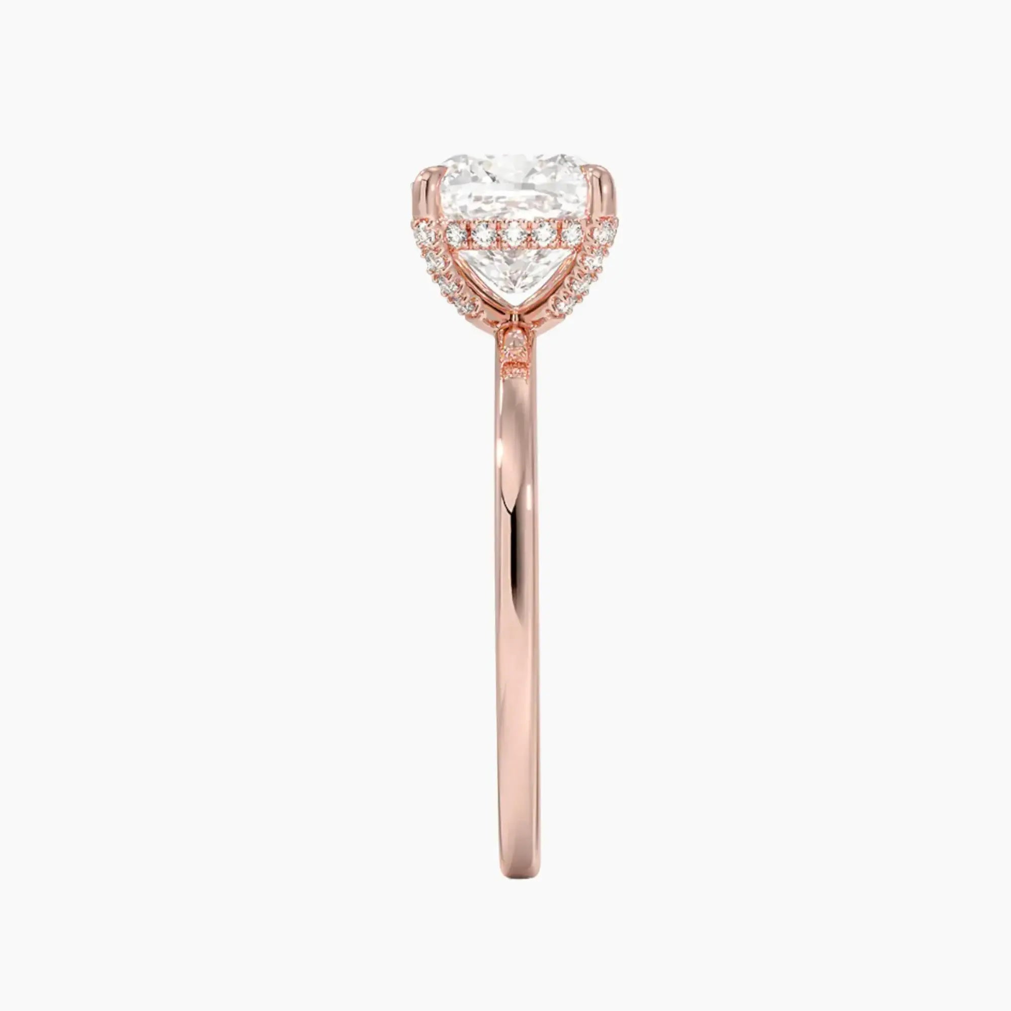 Dahlia Cushion Hidden Halo 1.5 Carat Lab Grown Diamond Engagement Ring in 14K Rose Gold