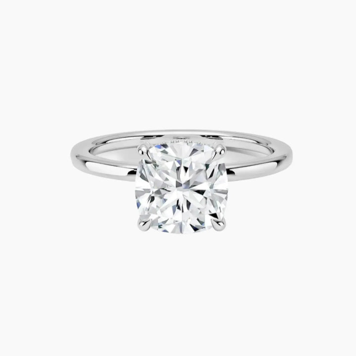Dahlia Cushion Hidden Halo 2 Carat Lab Grown Diamond Engagement Ring in 14K White Gold