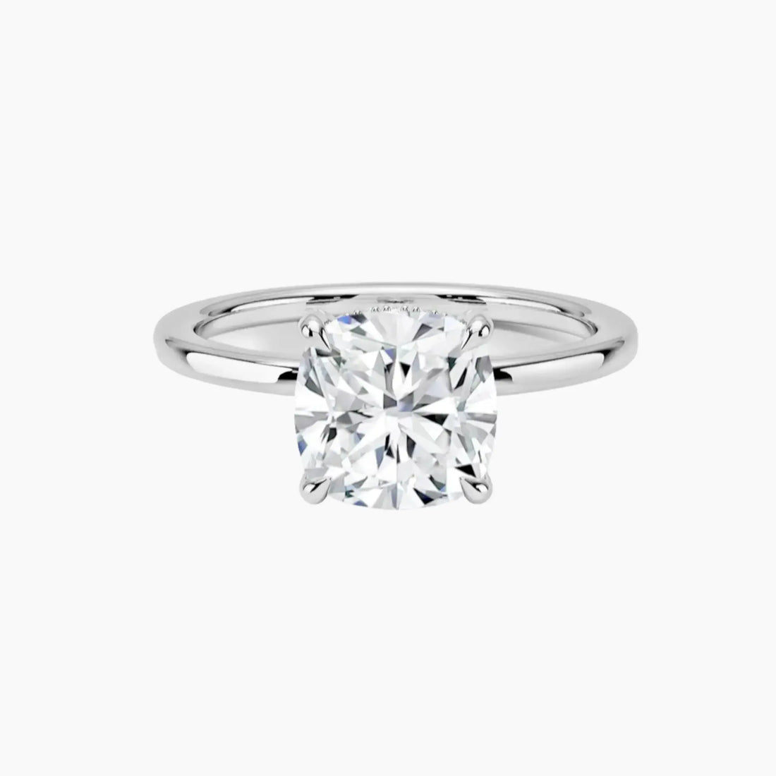 Dahlia Cushion Hidden Halo 1.5 Carat Lab Grown Diamond Engagement Ring in 18K White Gold