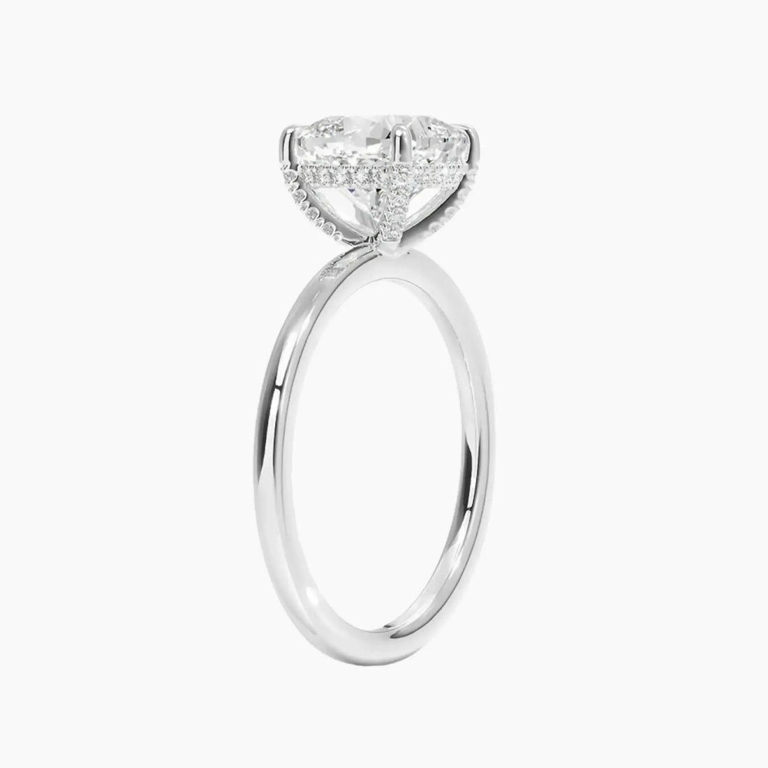 Dahlia Cushion Hidden Halo 1 Carat Lab Grown Diamond Engagement Ring in 14K Yellow Gold