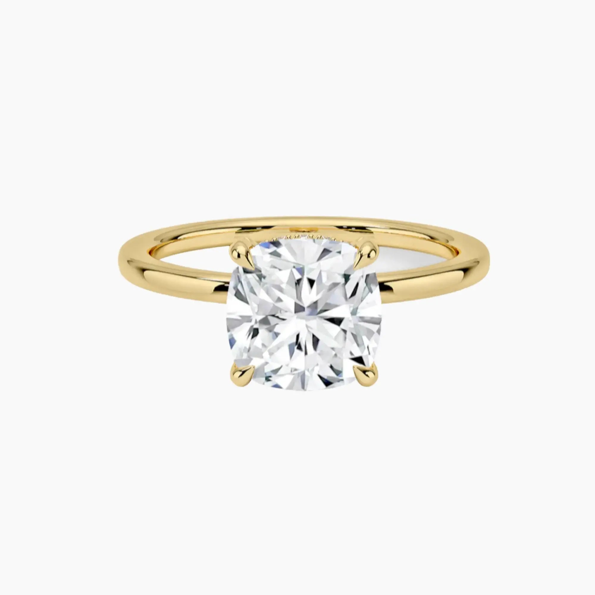 Dahlia Cushion Hidden Halo 2.5 Carat Lab Grown Diamond Engagement Ring in 18K Yellow Gold