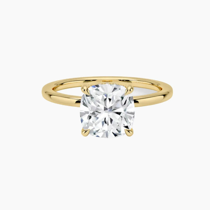 Dahlia Cushion Hidden Halo 1.5 Carat Lab Grown Diamond Engagement Ring in 14K Yellow Gold