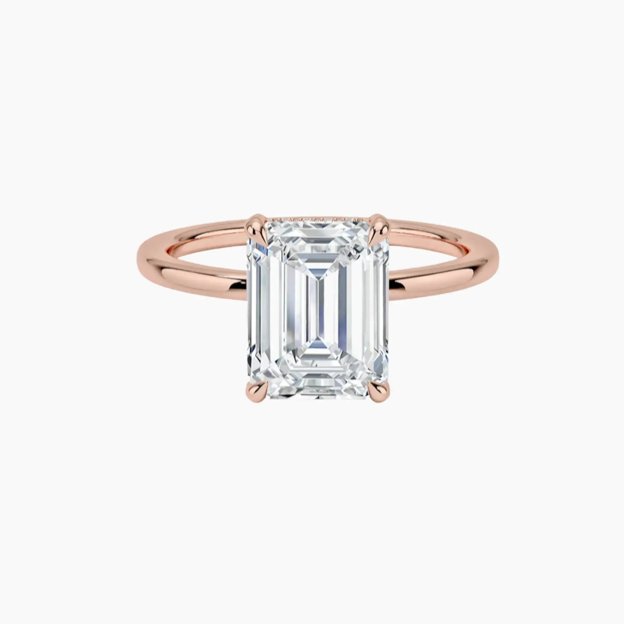 Dahlia Emerald Hidden Halo 1.5 Carat Lab Grown Diamond Engagement Ring in 18K Rose Gold