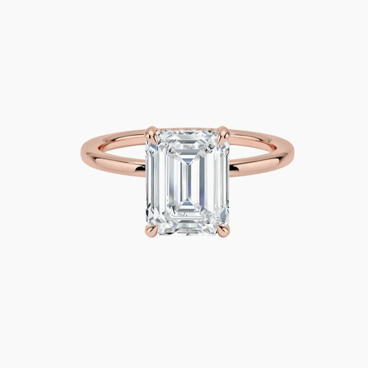 Dahlia Emerald Hidden Halo 2 Carat Lab Grown Diamond Engagement Ring in 18K Rose Gold