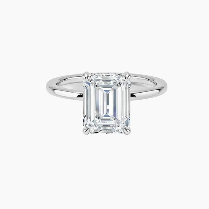 Dahlia Emerald Hidden Halo 1.5 Carat Lab Grown Diamond Engagement Ring in 14K White Gold