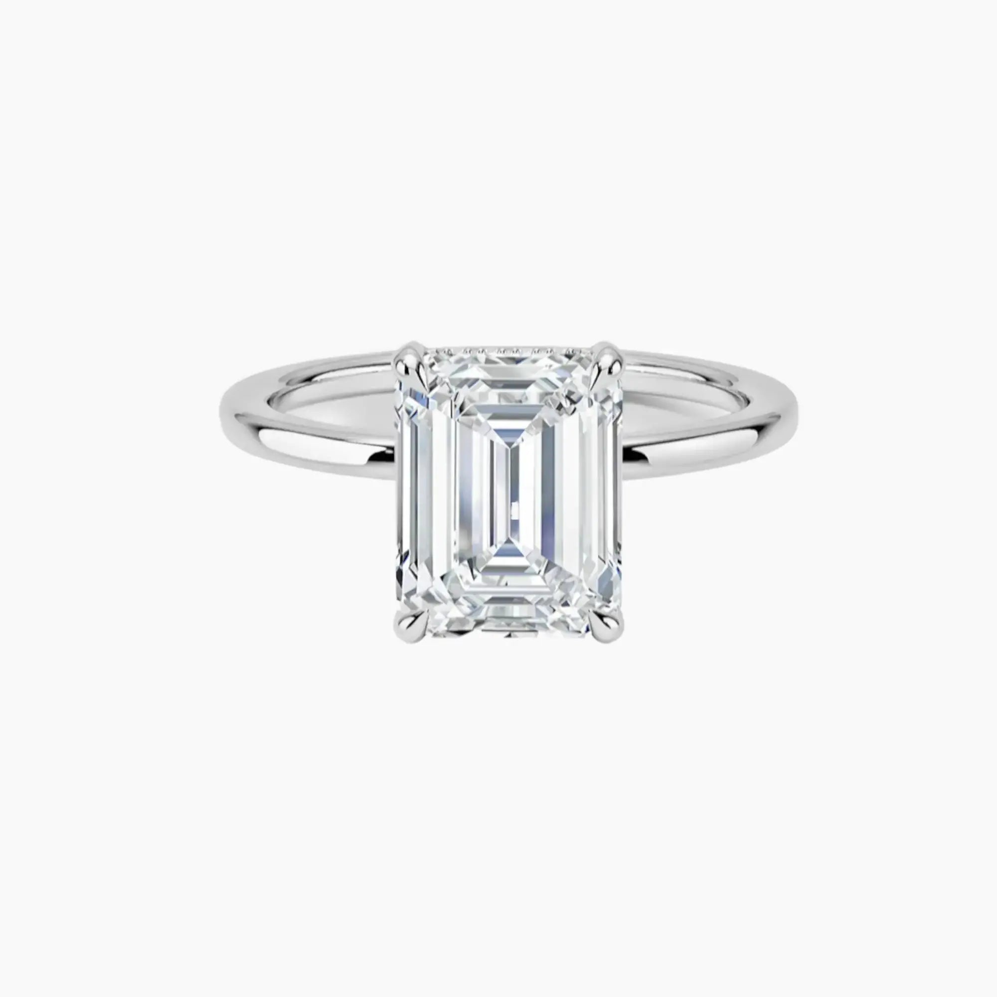 Dahlia Emerald Hidden Halo 3 Carat Lab Grown Diamond Engagement Ring in 14K White Gold