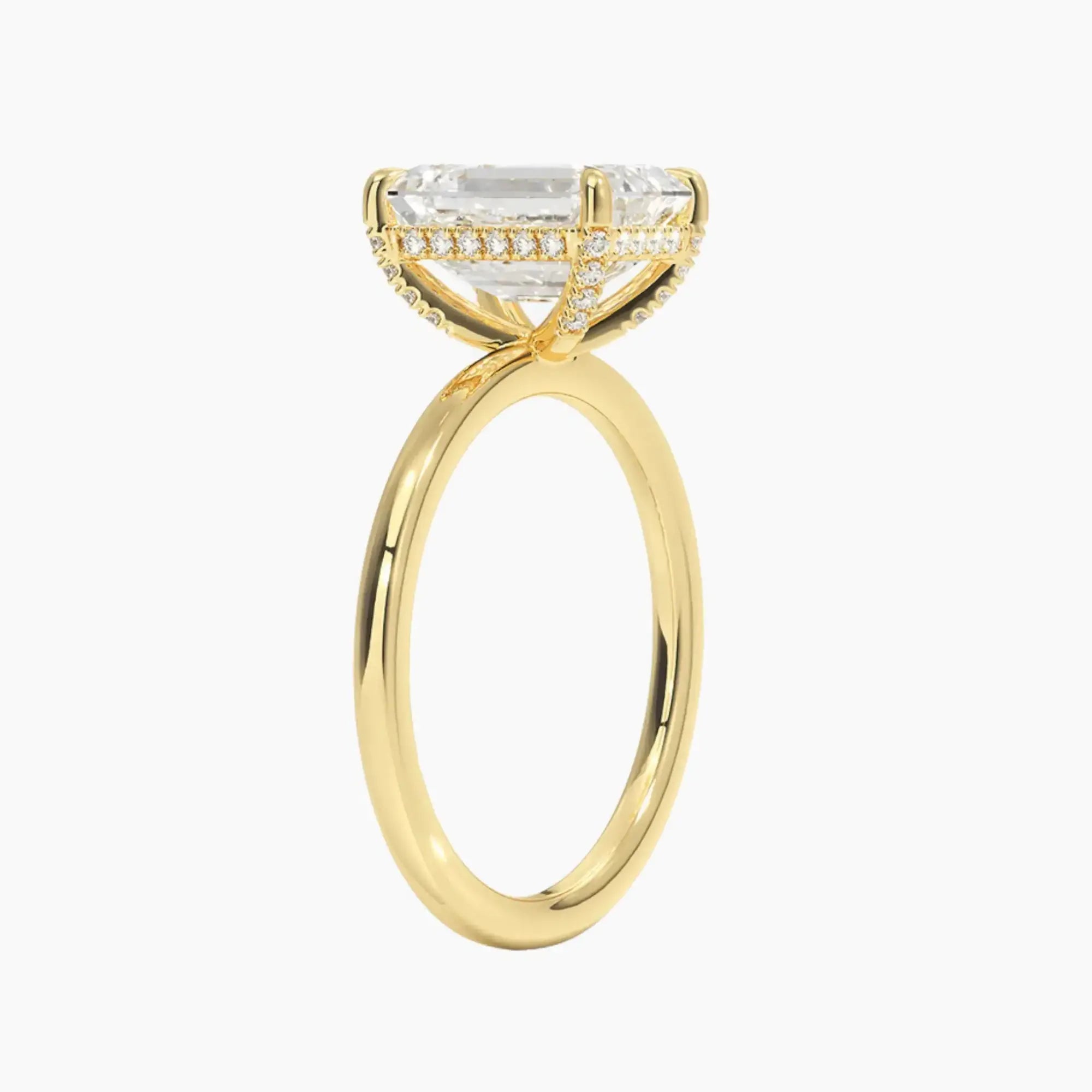 Dahlia Emerald Hidden Halo 3 Carat Lab Grown Diamond Engagement Ring in 14K Rose Gold