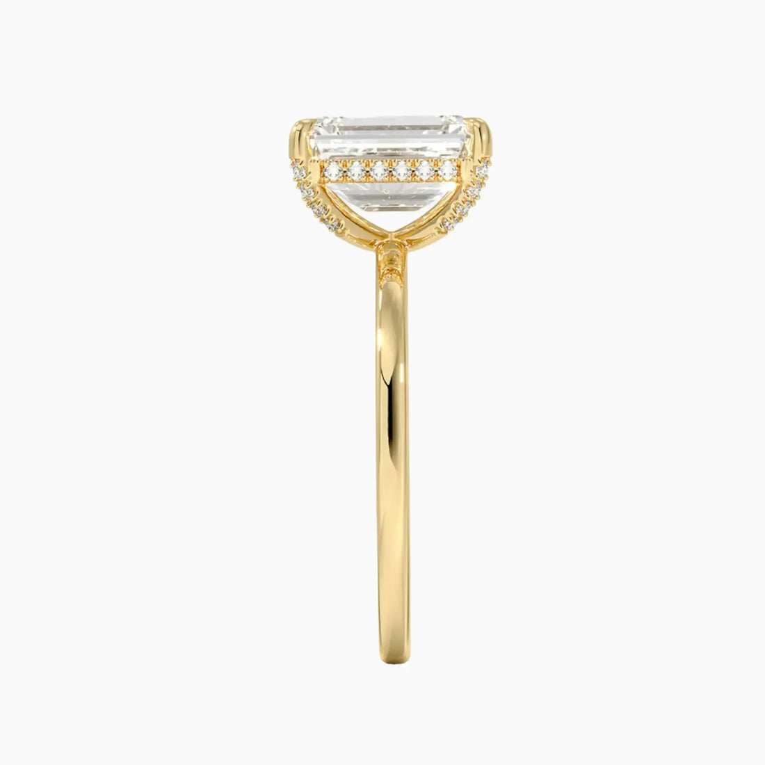 Dahlia Emerald Hidden Halo Diamond Ring Setting in 18K Yellow Gold