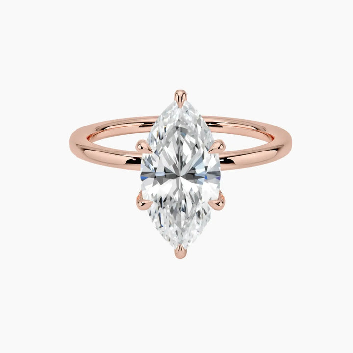 Dahlia Marquise Hidden Halo 3 Carat Lab Grown Diamond Engagement Ring in 18K Rose Gold