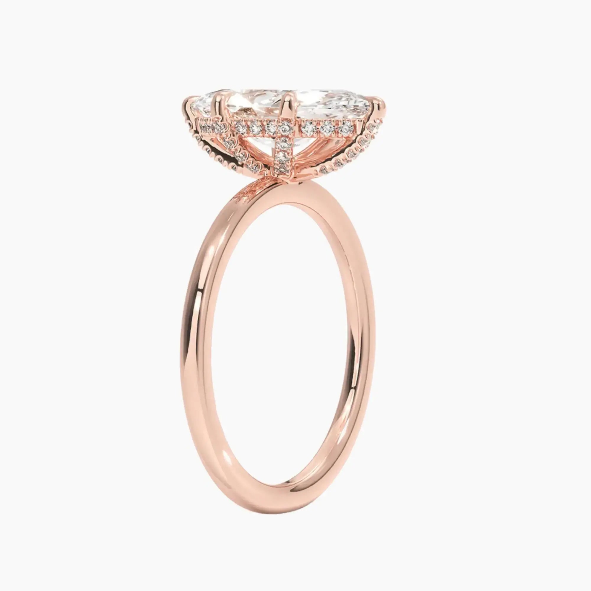 Dahlia Marquise Hidden Halo Diamond Ring Setting in 18K Yellow Gold