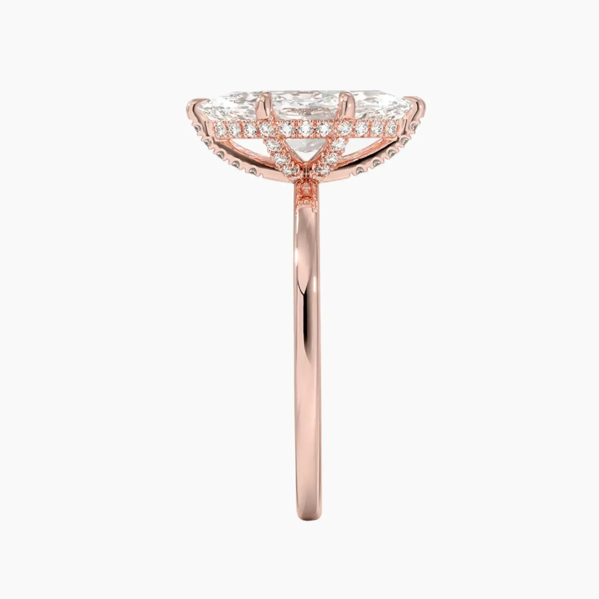 Dahlia Marquise Hidden Halo 1 Carat Lab Grown Diamond Engagement Ring in 14K Rose Gold