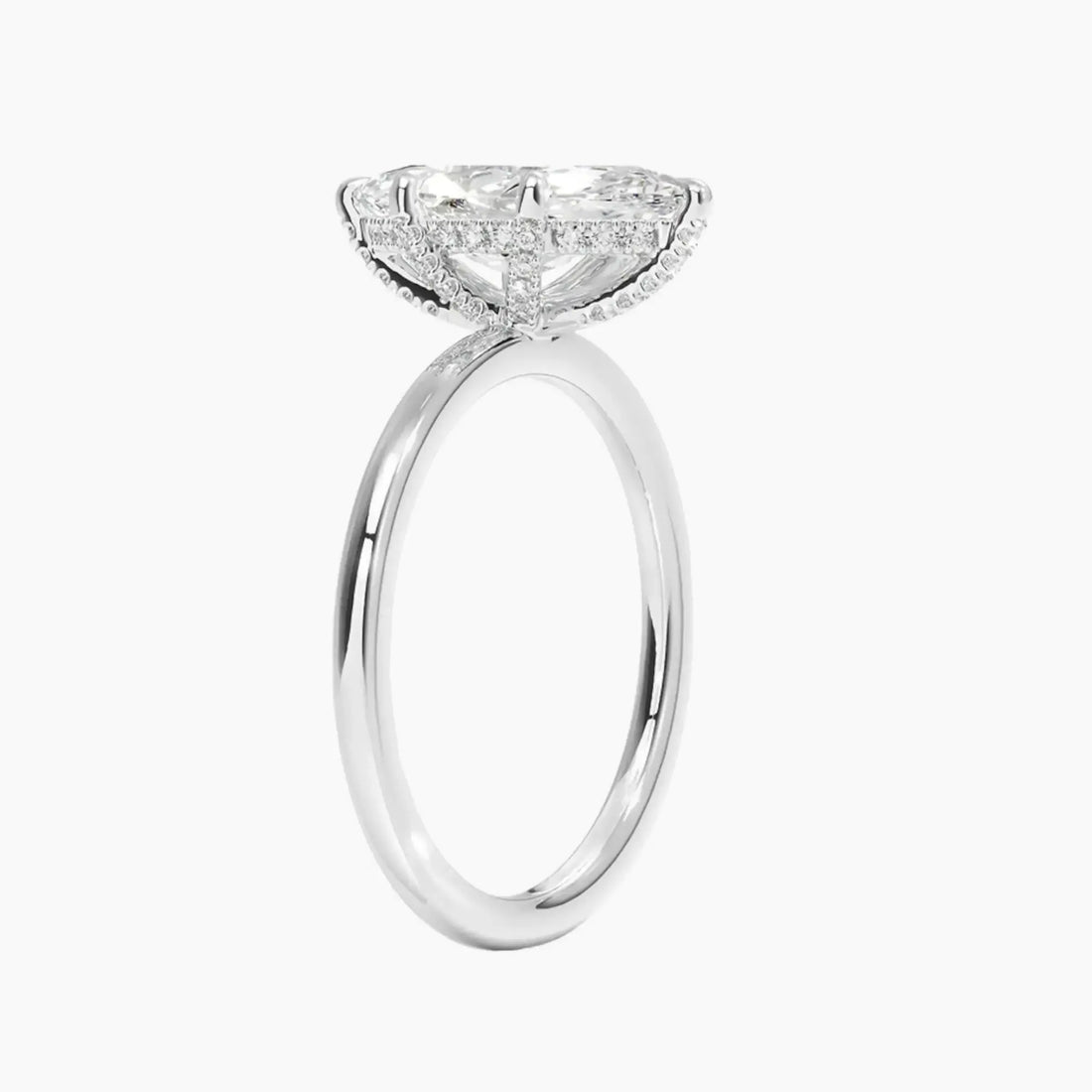 Dahlia Marquise Hidden Halo 1.5 Carat Lab Grown Diamond Engagement Ring in 18K White Gold