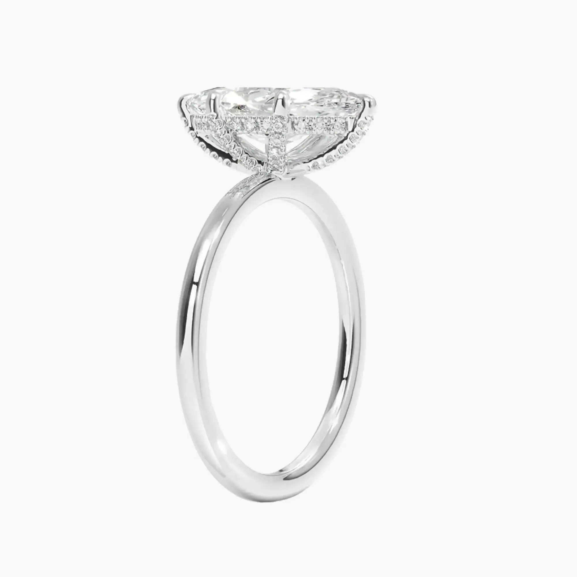 Dahlia Marquise Hidden Halo 2.5 Carat Lab Grown Diamond Engagement Ring in 18K Rose Gold