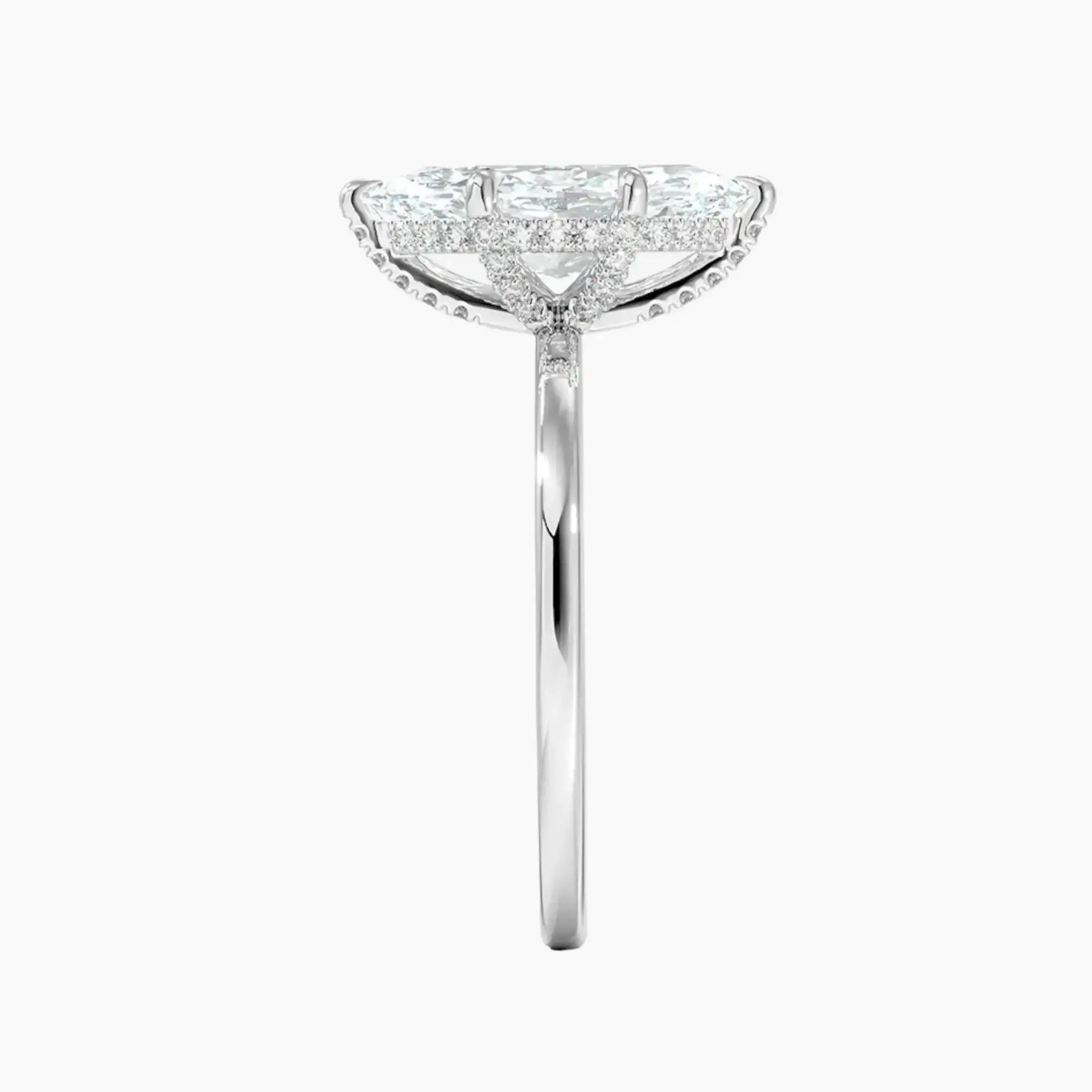 Dahlia Marquise Hidden Halo 1 Carat Lab Grown Diamond Engagement Ring in 14K Yellow Gold