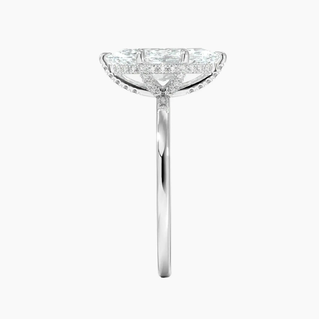 Dahlia Marquise Hidden Halo Diamond Ring Setting in 14K Yellow Gold