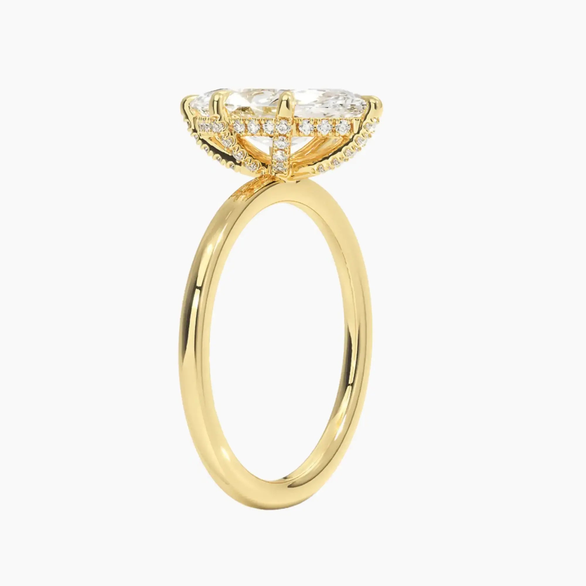 Dahlia Marquise Hidden Halo 1 Carat Lab Grown Diamond Engagement Ring in 18K Rose Gold