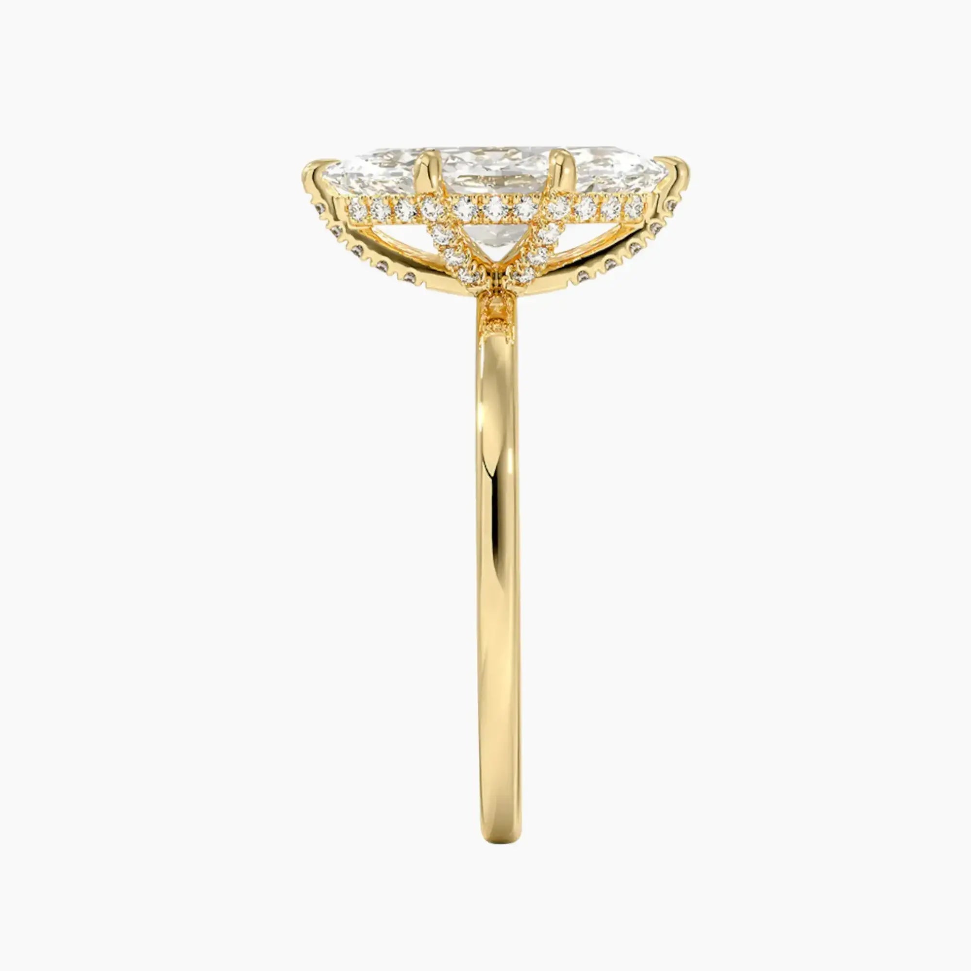 Dahlia Marquise Hidden Halo Diamond Ring Setting in 18K Yellow Gold