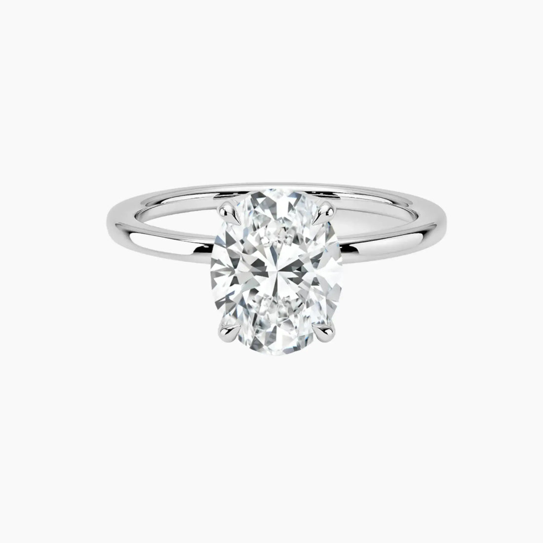 Dahlia Oval Hidden Halo 1.5 Carat Lab Grown Diamond Engagement Ring in 14K White Gold
