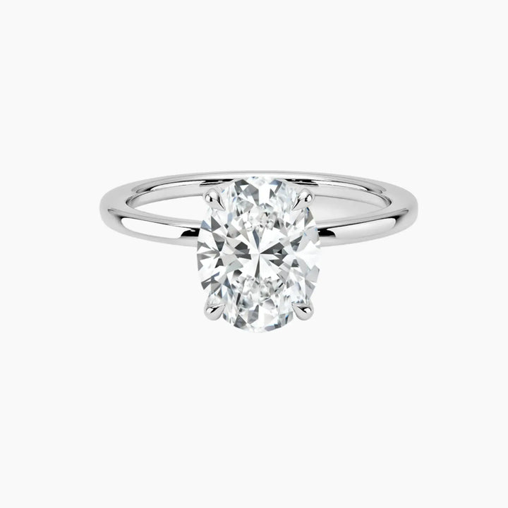 Dahlia Oval Hidden Halo 2.5 Carat Lab Grown Diamond Engagement Ring in 14K White Gold