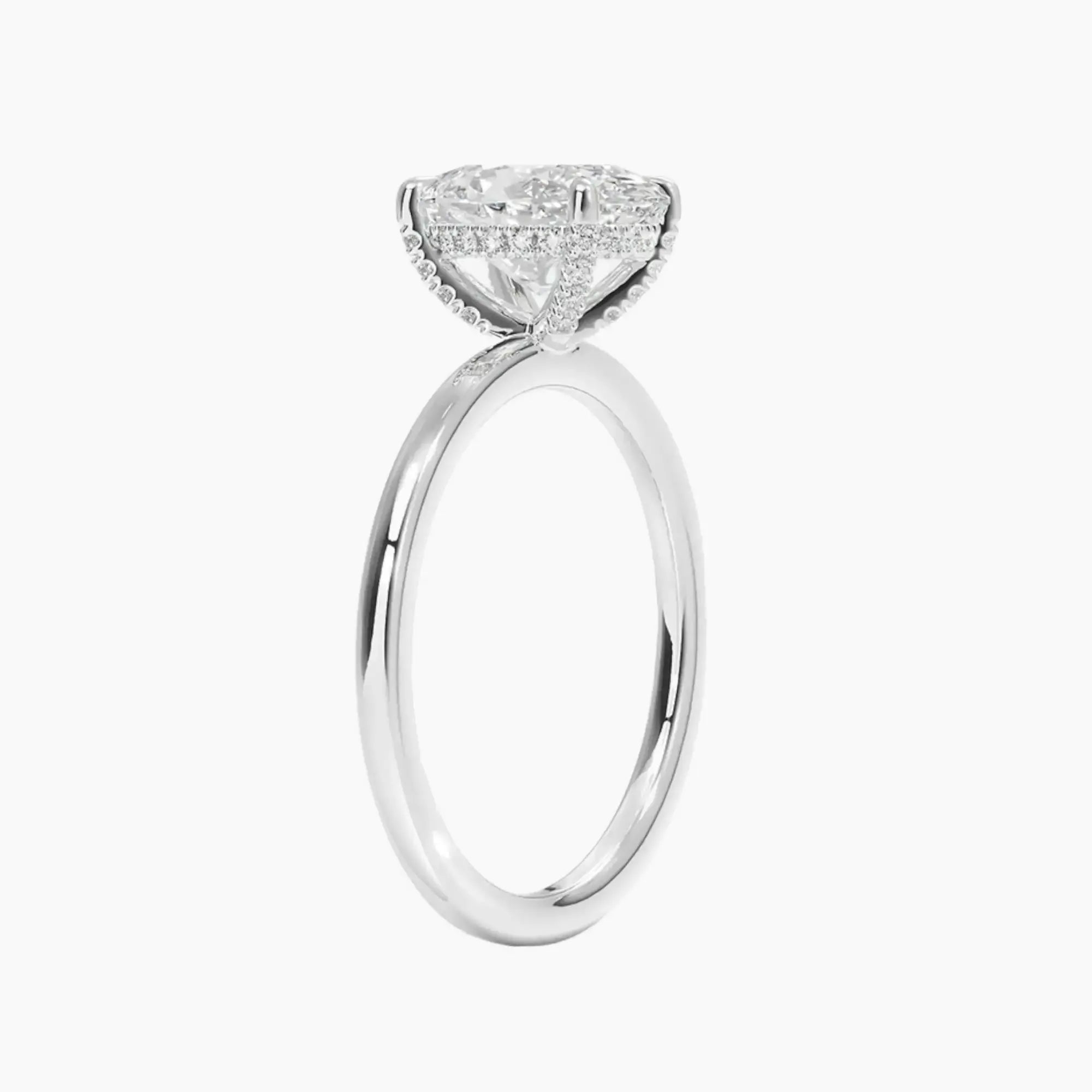 Dahlia Oval Hidden Halo 2 Carat Lab Grown Diamond Engagement Ring in 18K Yellow Gold