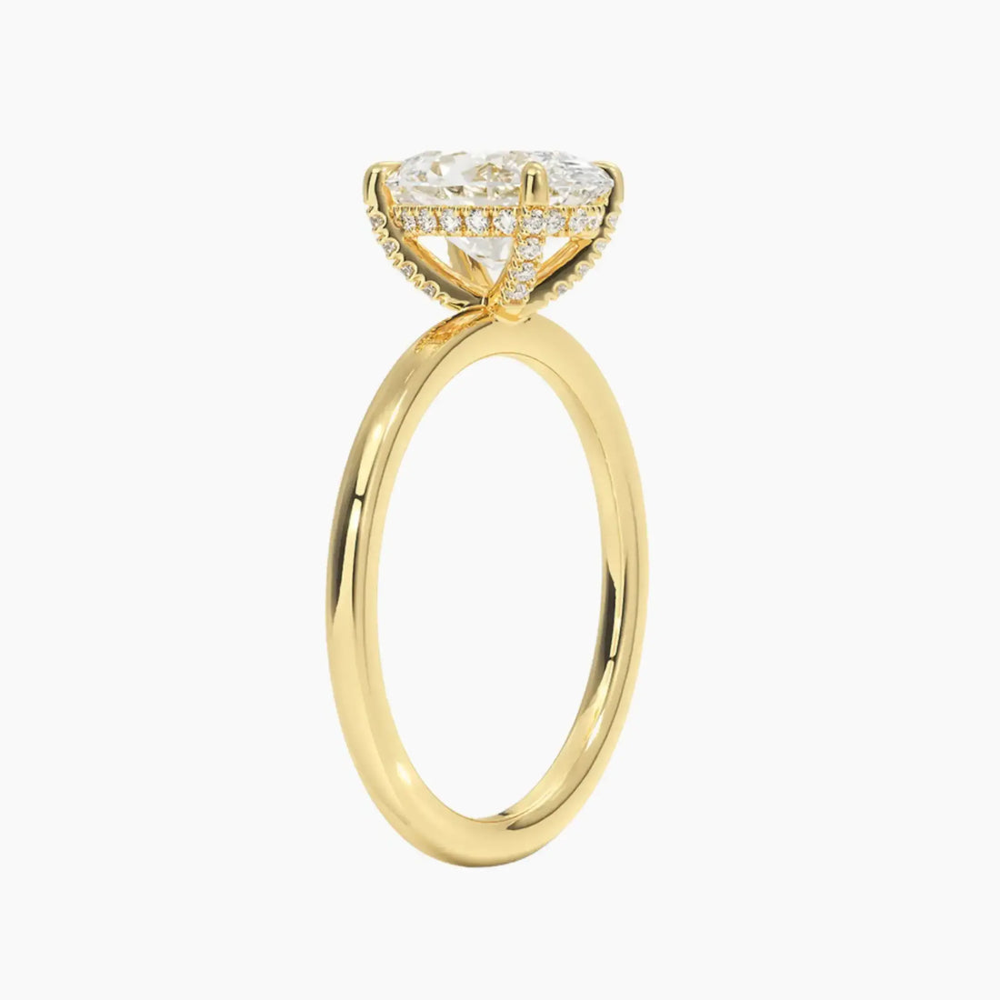Dahlia Oval Hidden Halo 1.5 Carat Lab Grown Diamond Engagement Ring in 18K Yellow Gold