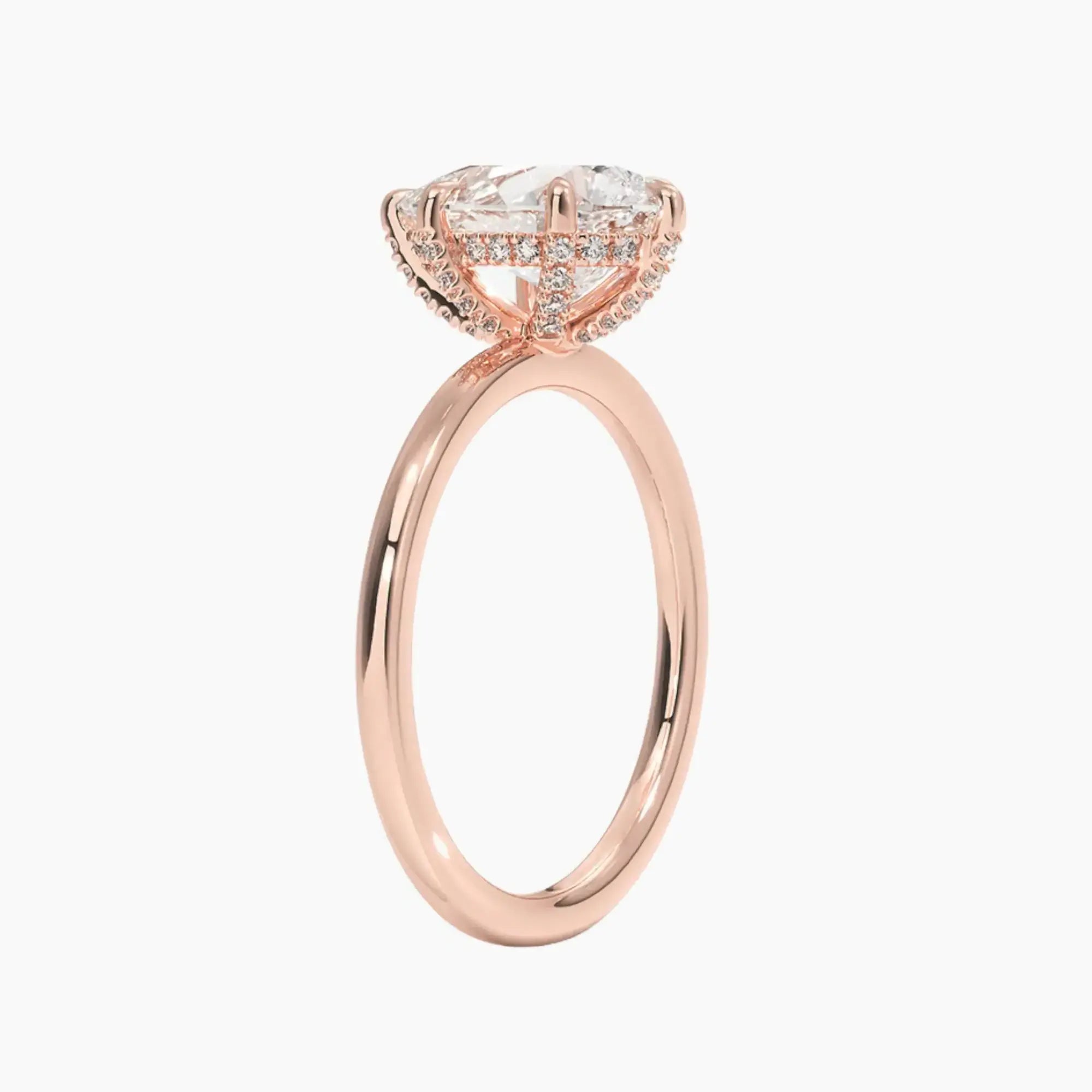 Dahlia Pear Hidden Halo Diamond Ring Setting in 18K Rose Gold