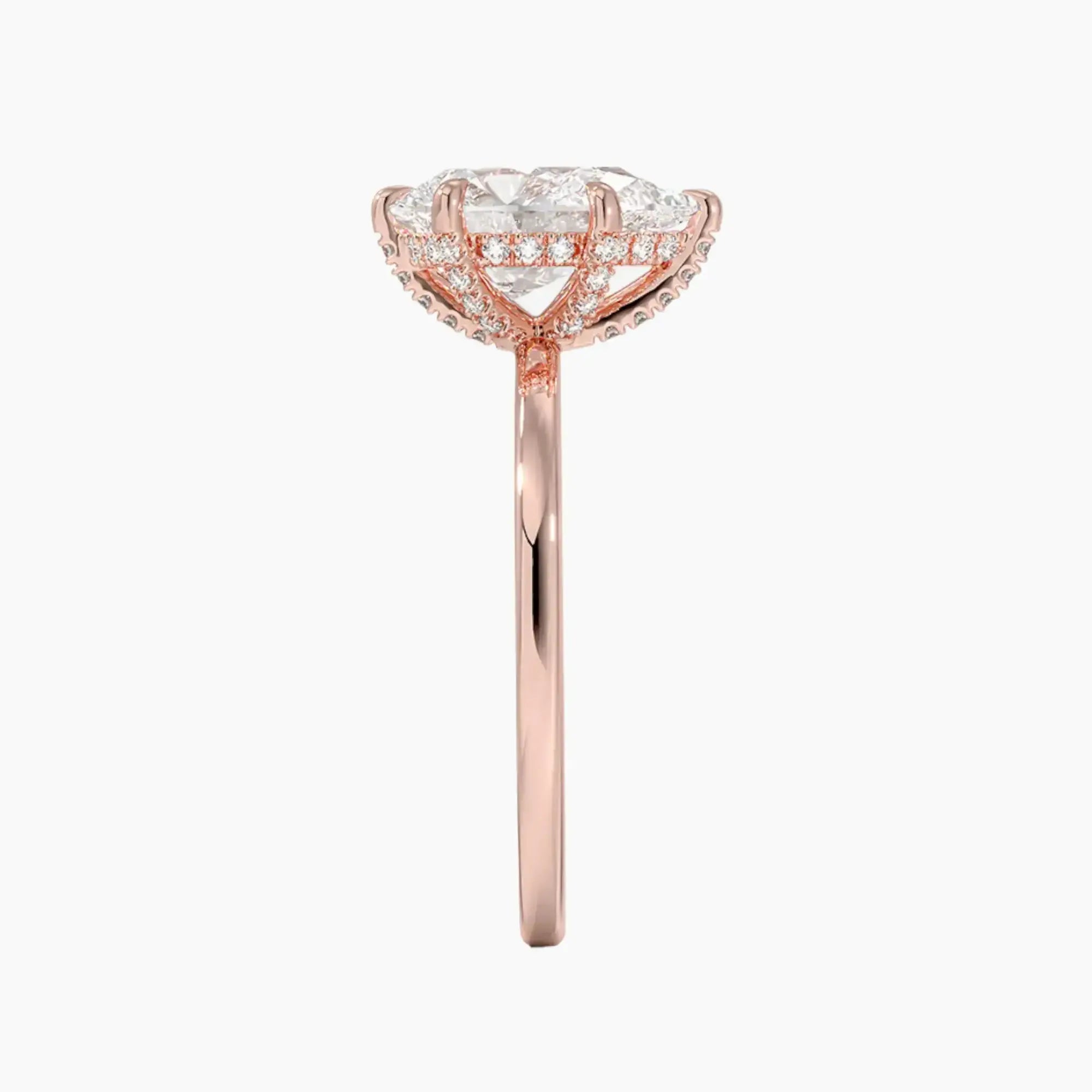 Dahlia Pear Hidden Halo 3 Carat Lab Grown Diamond Engagement Ring in 14K Rose Gold