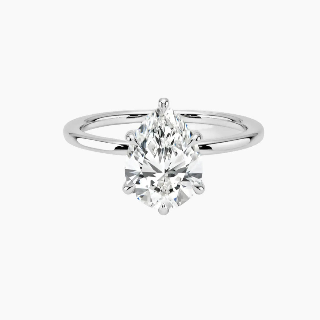 Dahlia Pear Hidden Halo Diamond Ring Setting in 14K White Gold