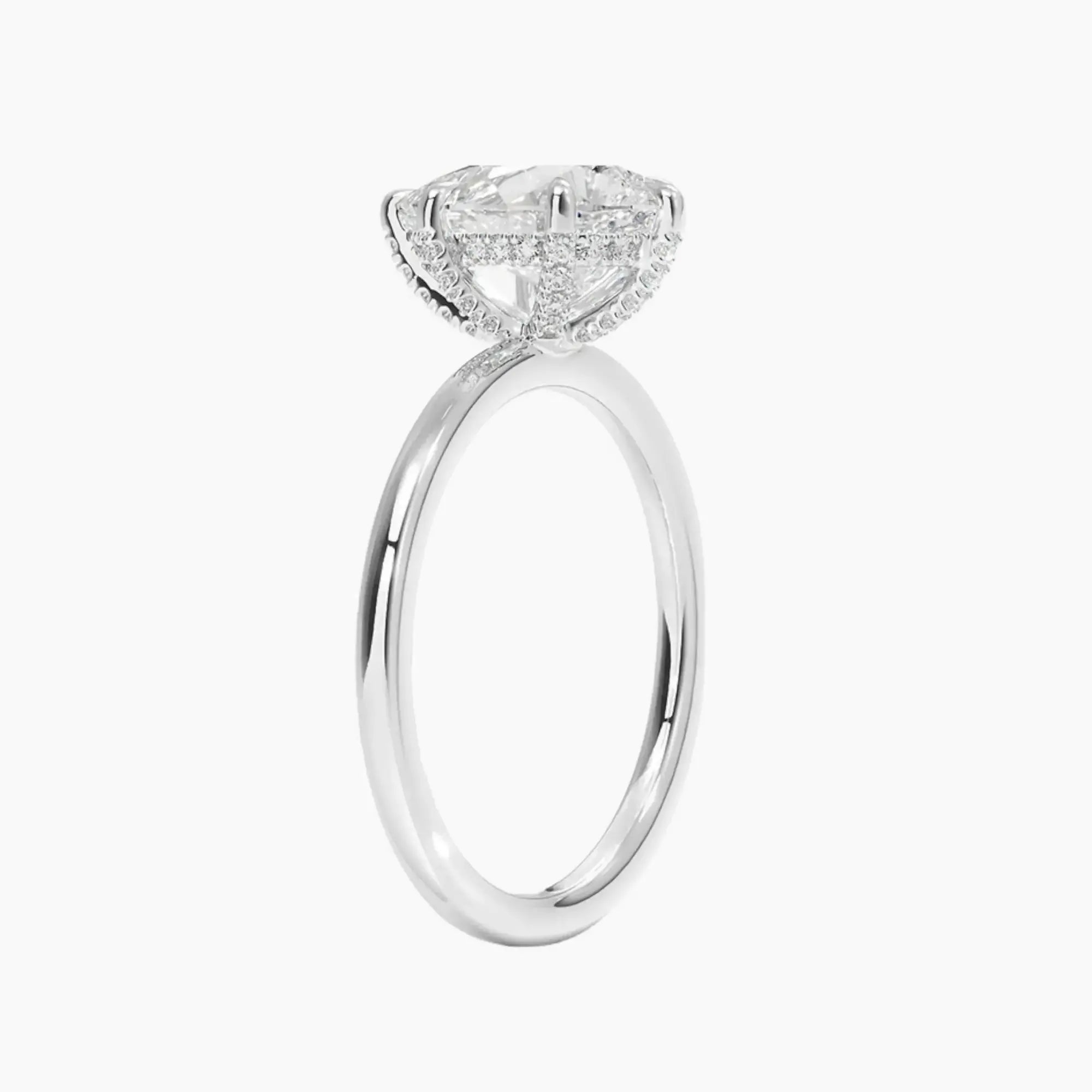 Dahlia Pear Hidden Halo 1.5 Carat Lab Grown Diamond Engagement Ring in 18K White Gold