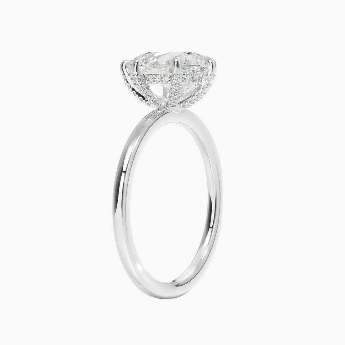 Dahlia Pear Hidden Halo 1 Carat Lab Grown Diamond Engagement Ring in 14K White Gold