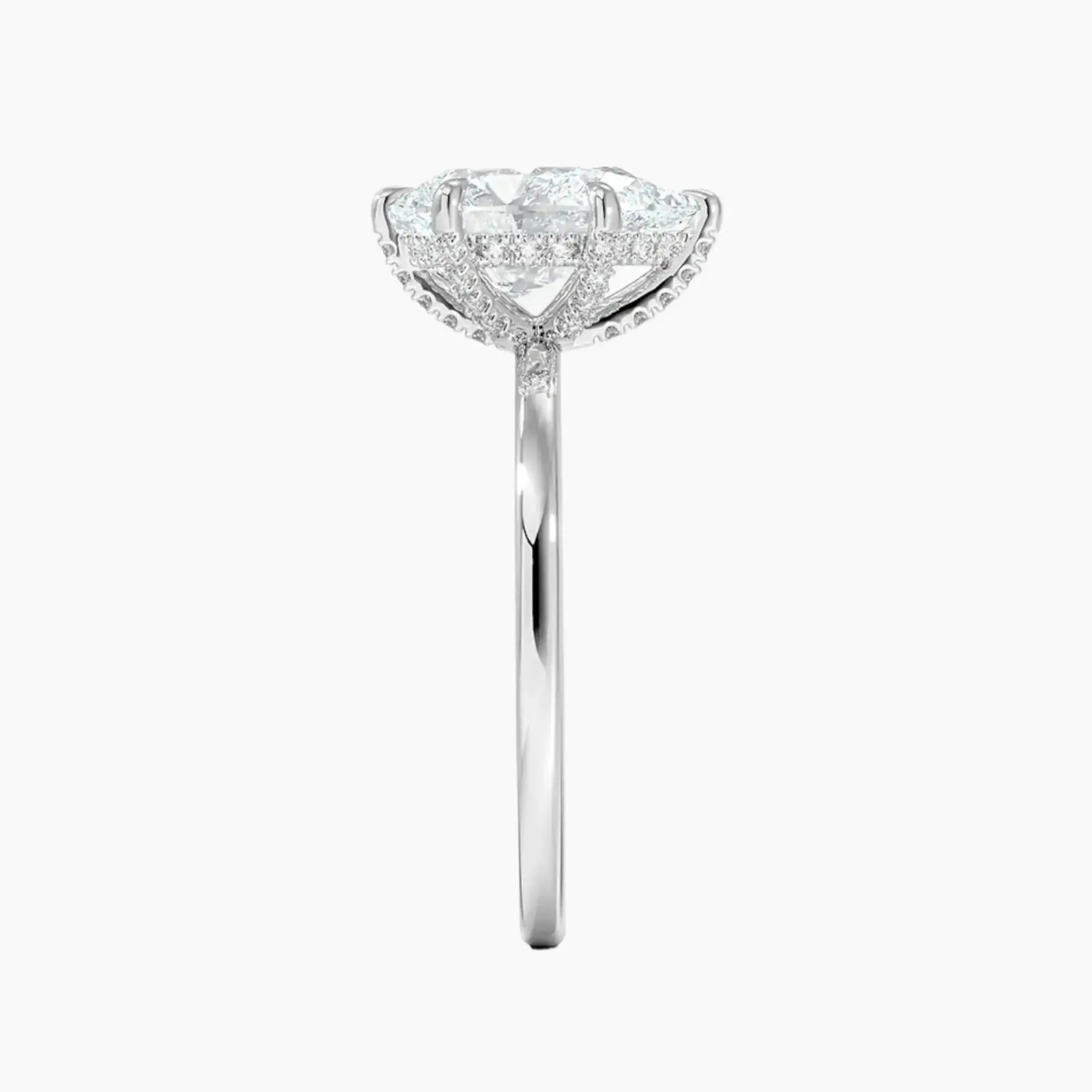 Dahlia Pear Hidden Halo 3 Carat Lab Grown Diamond Engagement Ring in 14K Rose Gold