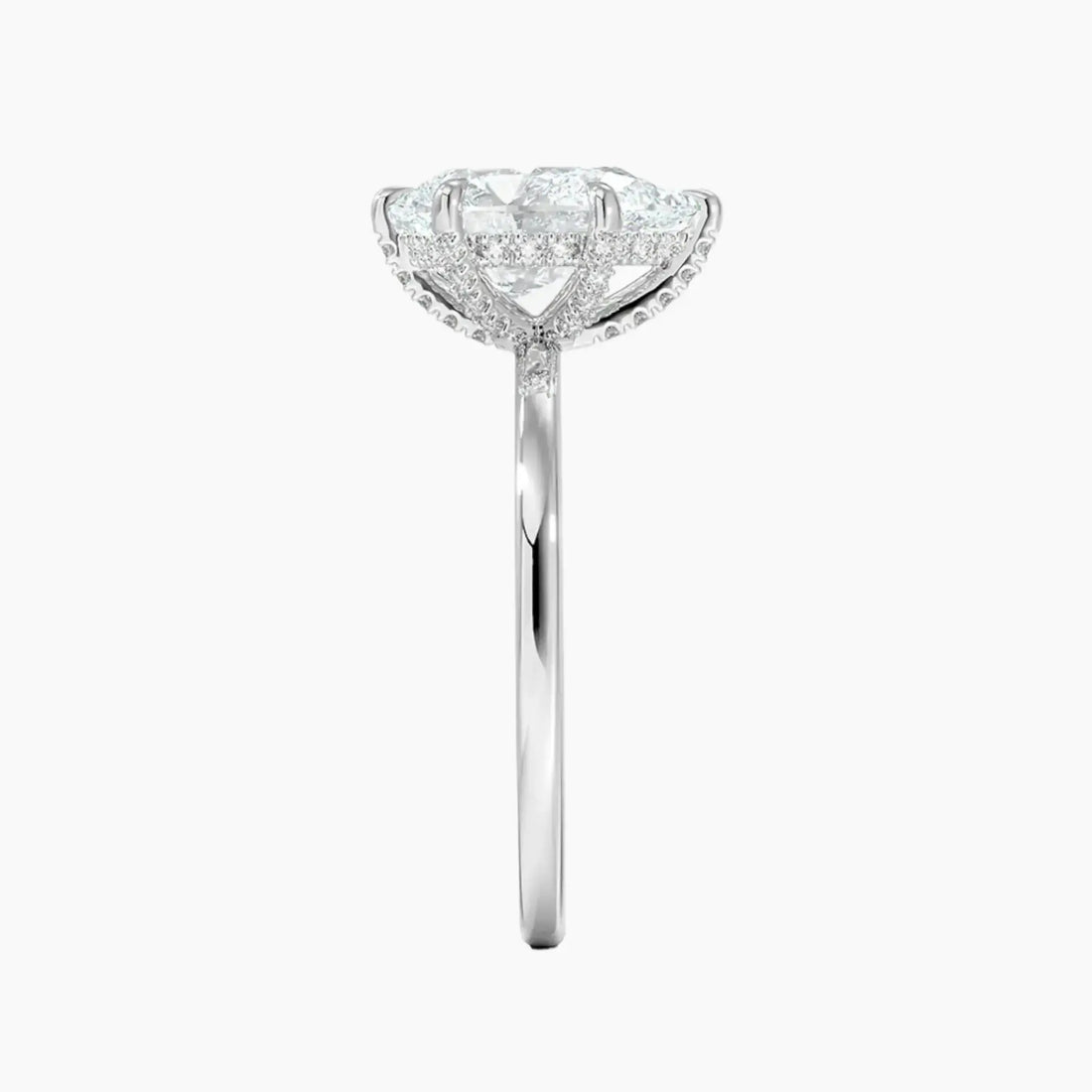 Dahlia Pear Hidden Halo 3 Carat Lab Grown Diamond Engagement Ring in 14K Yellow Gold