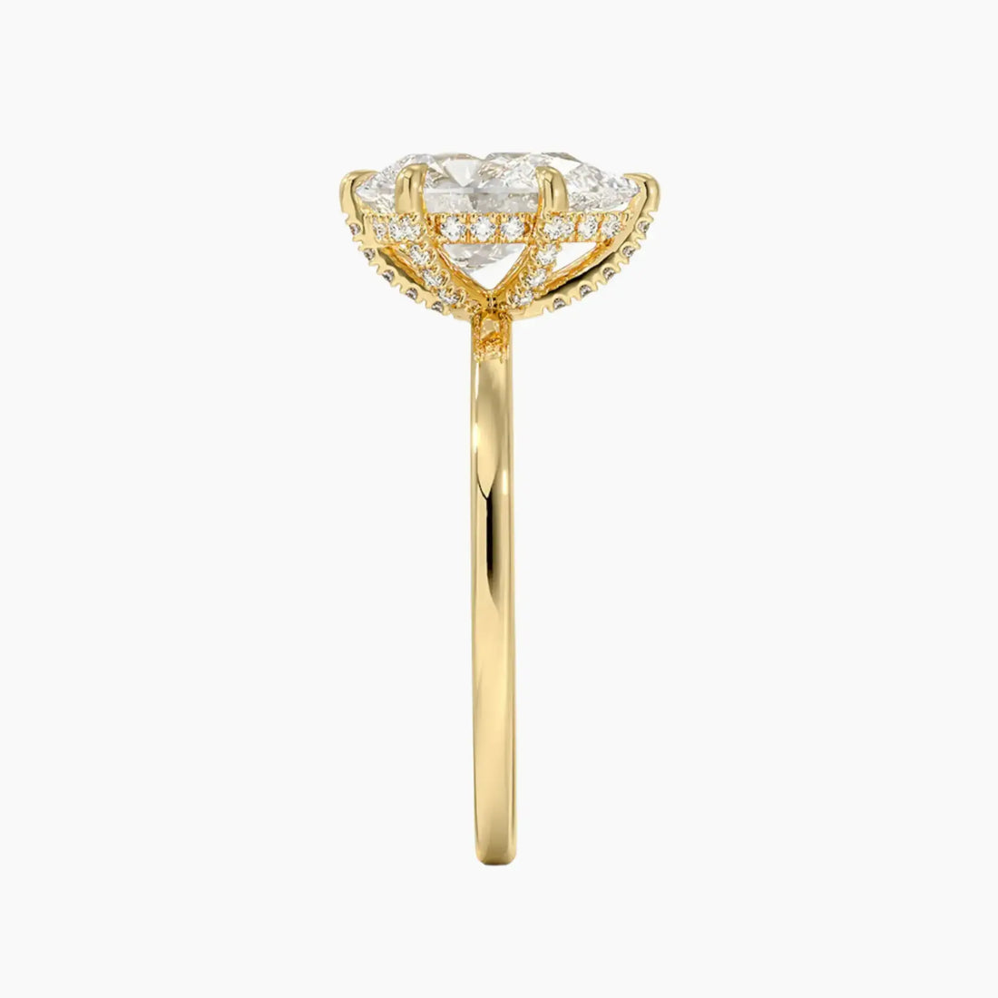 Dahlia Pear Hidden Halo Diamond Ring Setting in 18K Yellow Gold