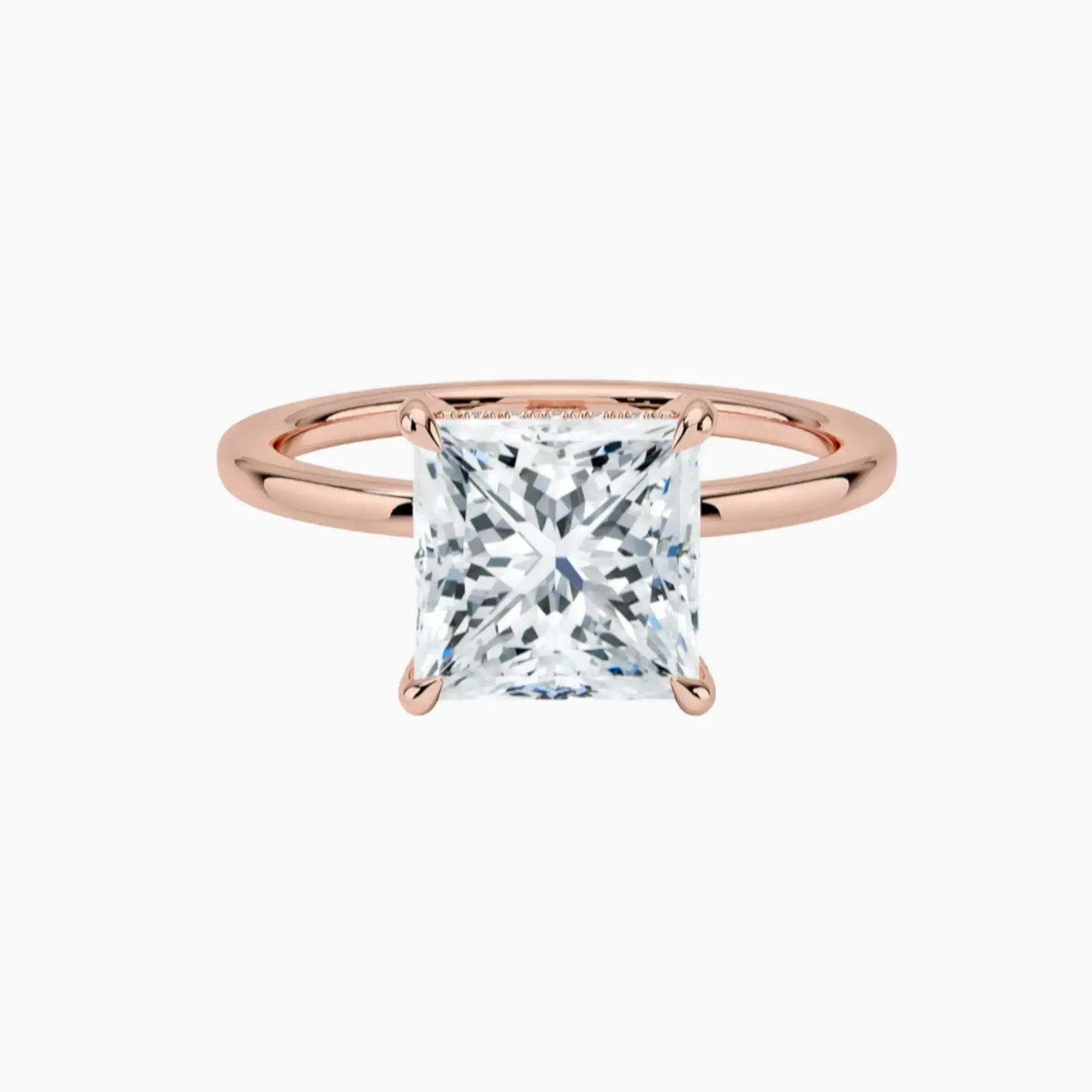 Dahlia Princess Hidden Halo 2 Carat Lab Grown Diamond Engagement Ring in 18K Rose Gold
