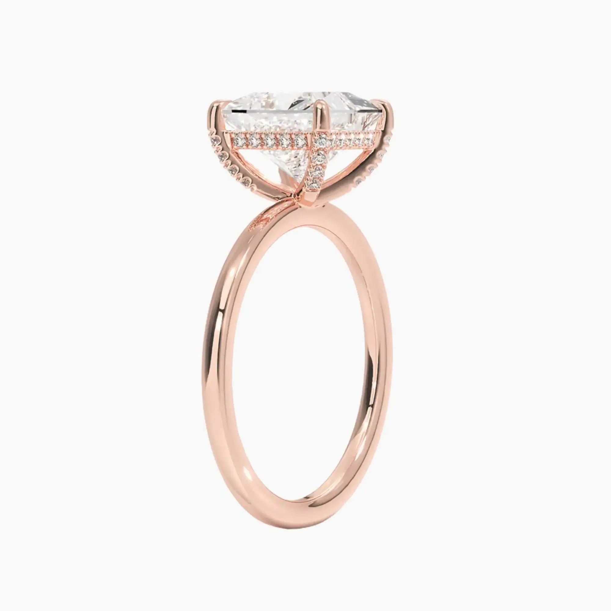 Dahlia Princess Hidden Halo 2 Carat Lab Grown Diamond Engagement Ring in 14K Yellow Gold