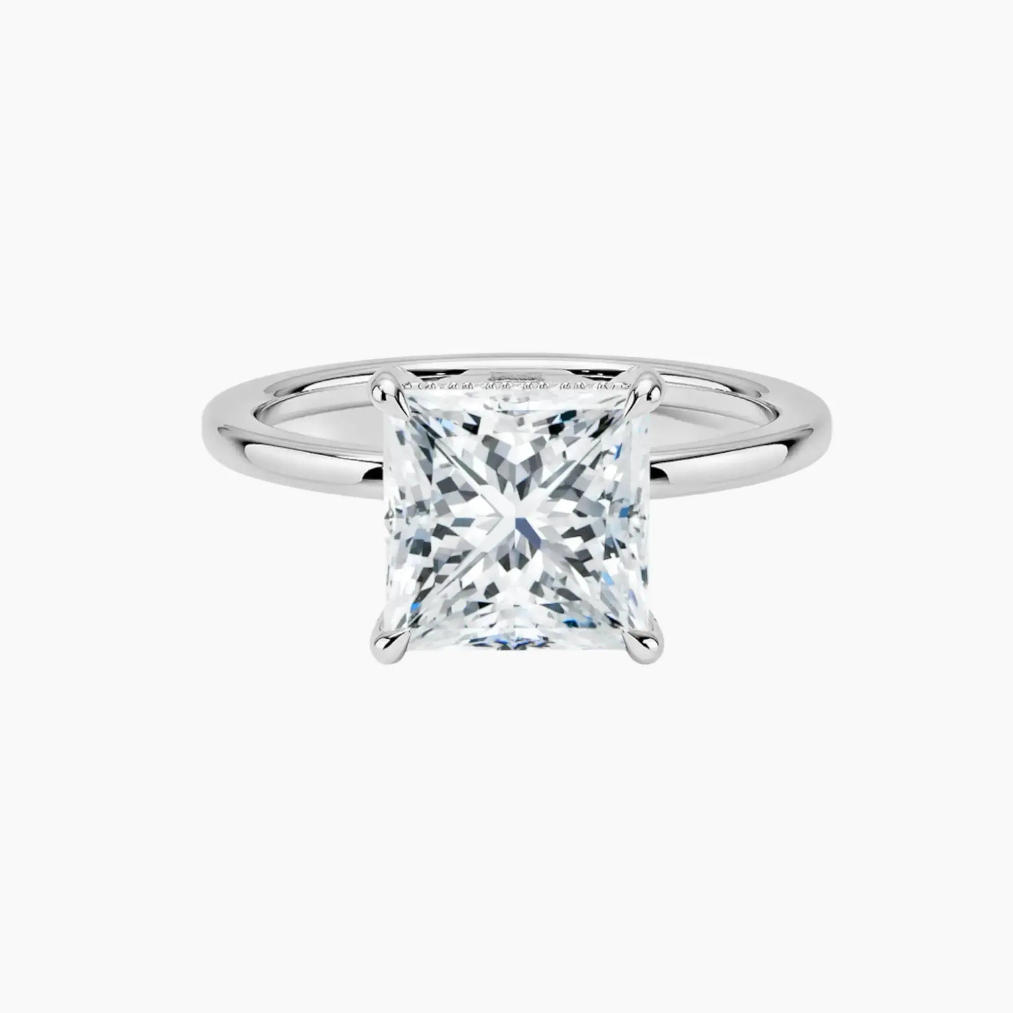 Dahlia Princess Hidden Halo 1.5 Carat Lab Grown Diamond Engagement Ring in 18K White Gold